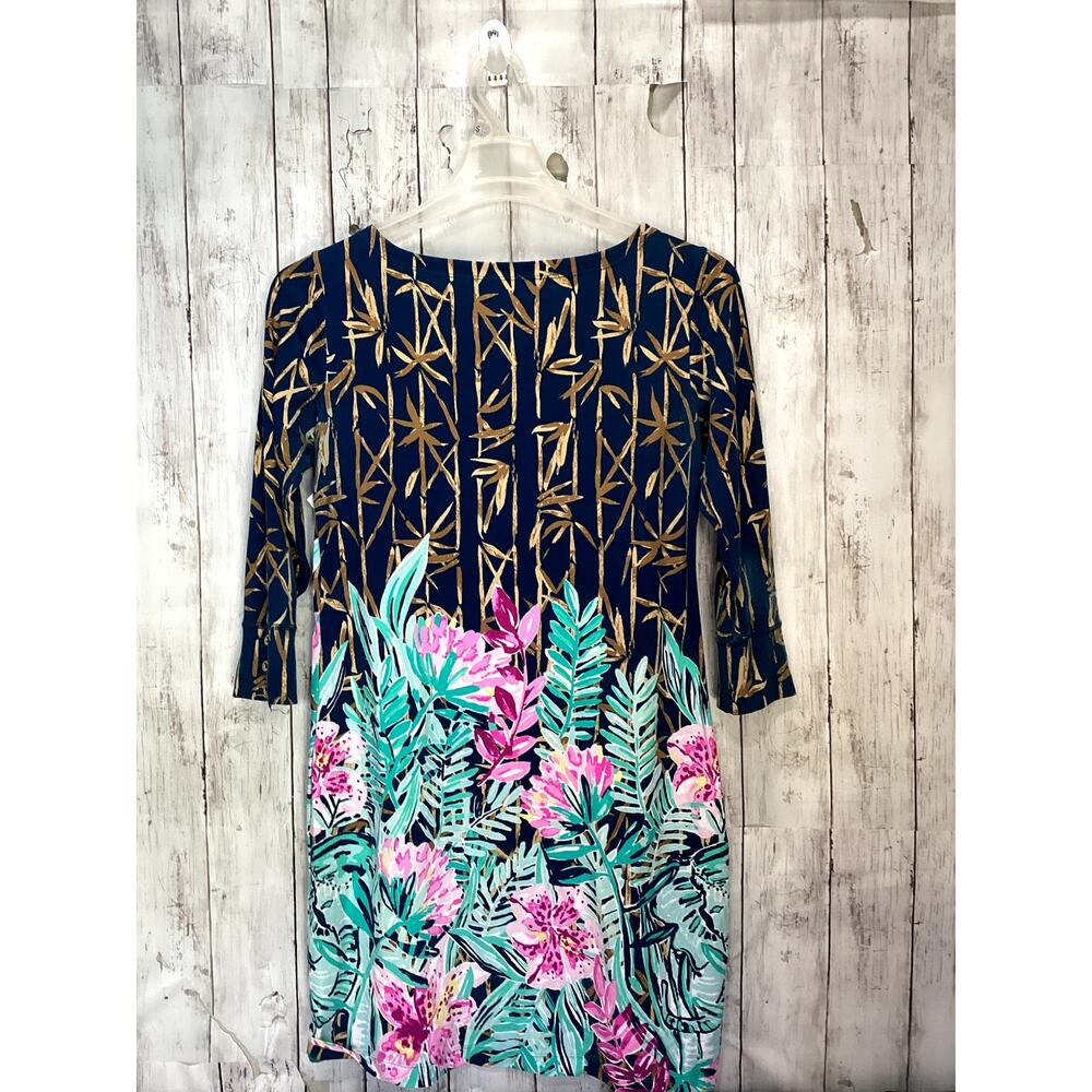 Lilly Pulitzer Navy and Gold Bamboo Print Midi Dress - Picture 2 of 7